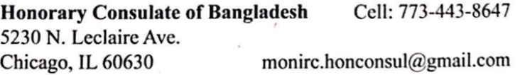 Honorary Consul of Bangladesh in Chicago, Illinois